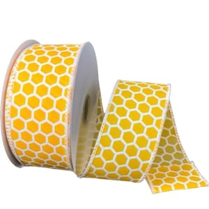 10 Yards - 1.5" Wired Golden Yellow Honeycomb Ribbon - Bumblebee Ribbon