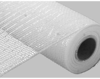 White with White Foil Metallic Mesh- 10”x10 Yards