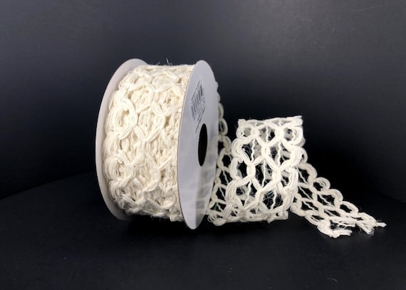 FREE SHIPPING - 10 Yards - 1.5 Wired Cream Open Weave Decorative Netting  Ribbon - Everyday Ribbon
