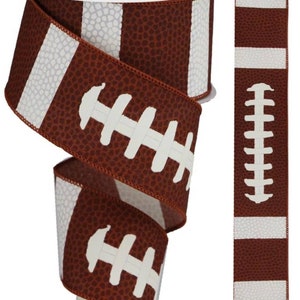 FREE SHIPPING - 10 Yards - 2.5&quot; Wired Brown Football Ribbon