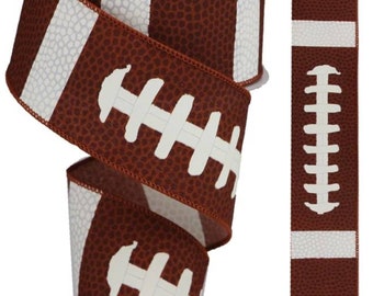 FREE SHIPPING - 10 Yards - 2.5" Wired Brown Football Ribbon