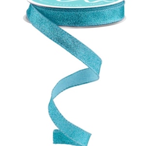 FREE SHIPPING - 10 Yards - 5/8&quot; Wired Ice Blue Shimmer Glitter Ribbon