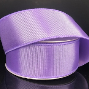 FREE SHIPPING - 10 Yards - 1.5" Wired Lavender Ribbed Satin Ribbon