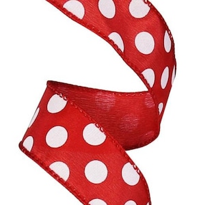 Wired Red and White Polka Dot Ribbon- 1.5”x10 Yards