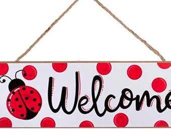 Polkadot Ladybug Welcome Wreath Sign - Summer Wreath Sign
