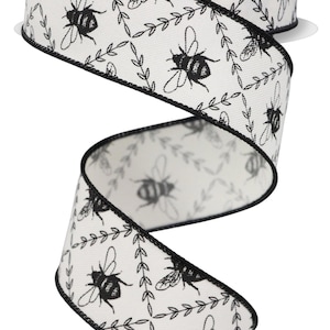 10 Yards - 1.5" Cream Background Vintage Feel Honeybee Ribbon - Bee King Ribbon - Summer Ribbon