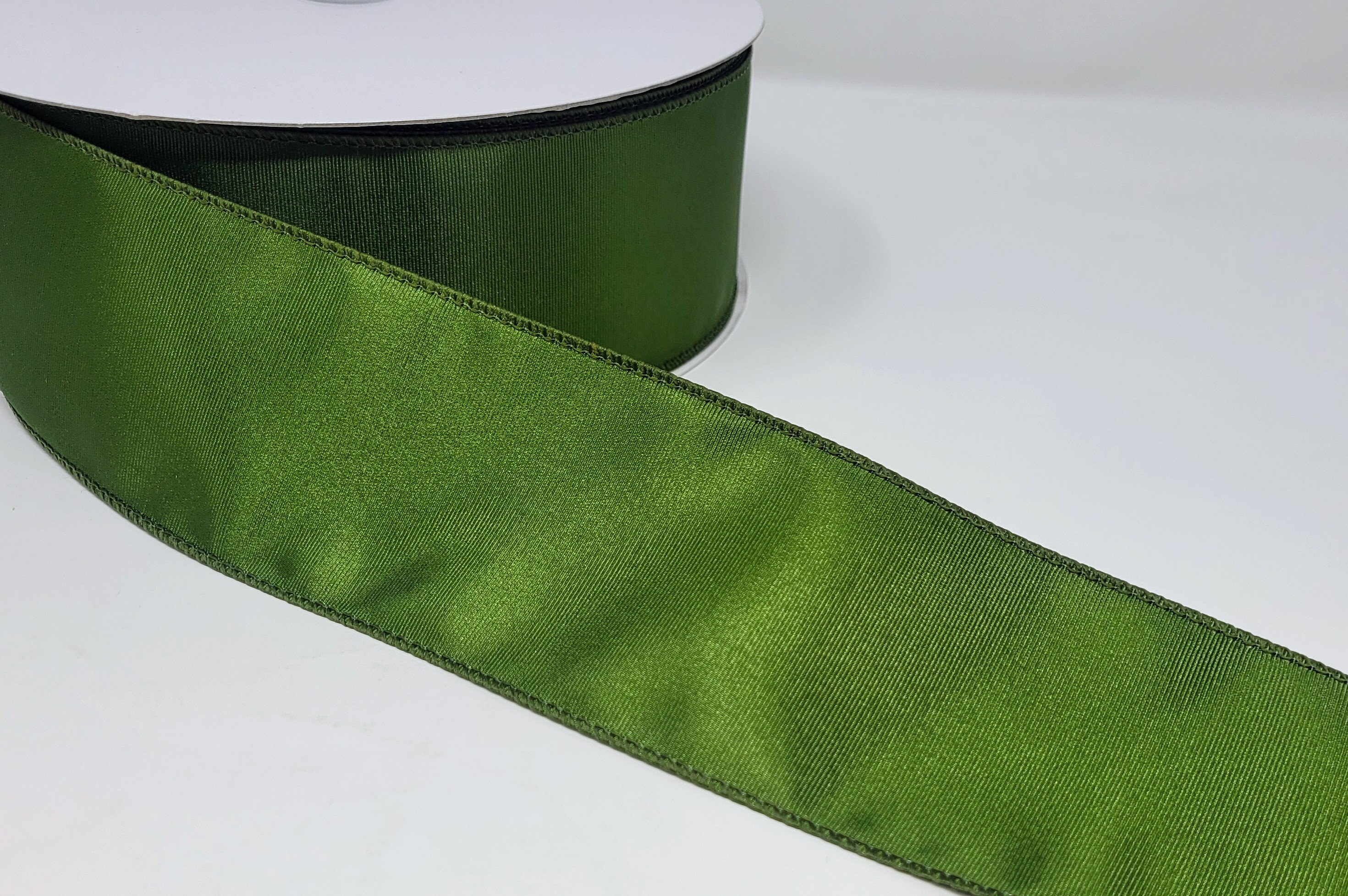 2.5 Inch x 50 Yds Vintage Green Velvet Ribbon Dark Green Wired Ribbon  Christm