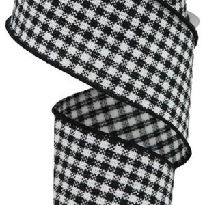 FREE SHIPPING - 10 Yards - 2.5&quot; Wired Black and White Woven Check Ribbon - Christmas Ribbon