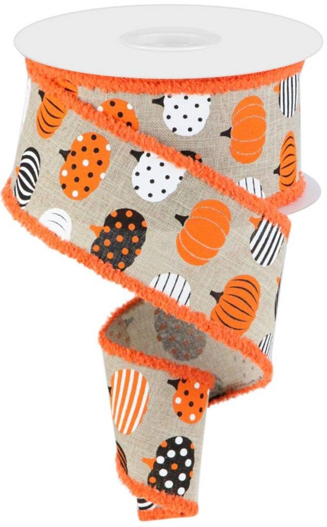 Pumpkin Ribbon Rhinestone Wired Natural Background Pumpkin Ribbon With Orange Snowdrift Edge ...