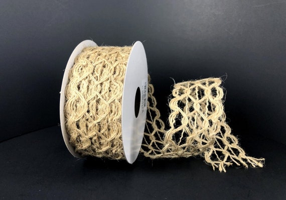 FREE SHIPPING - 10 Yards - 1.5 Wired Natural Open Weave Decorative Netting  Ribbon - Everyday Ribbon