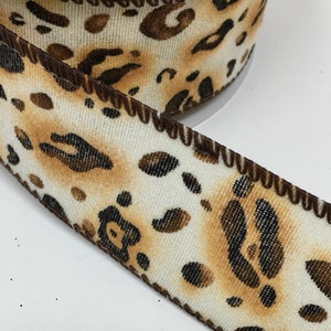 FREE SHIPPING - 10 Yards - 1.5&quot; Wired Cheetah Print Ribbon - Leopard Print Ribbon - Animal Print Ribbon