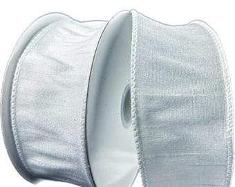 Wired White Faux Dupioni Ribbon- 1.5”x10 Yards