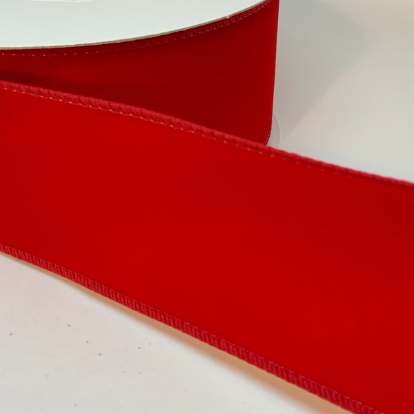 2.5" Wired 25 Yard Roll Red Velvet Ribbon, Winter, Christmas, Ribbon for Bows