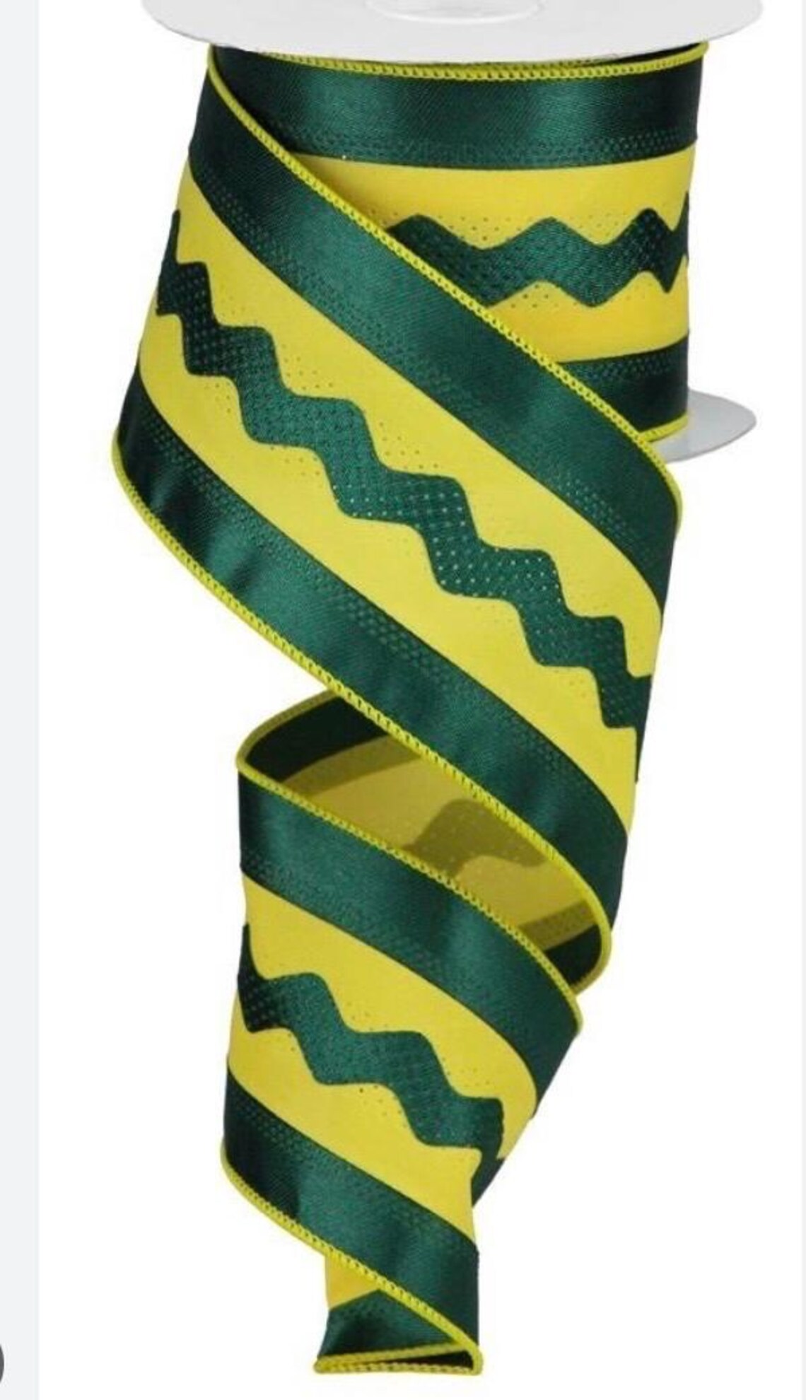 Green Ric Rac Border FREE SHIPPING - 10 Yards - 2.5” Wired Green and Yellow Ric Rac Ribbon ...