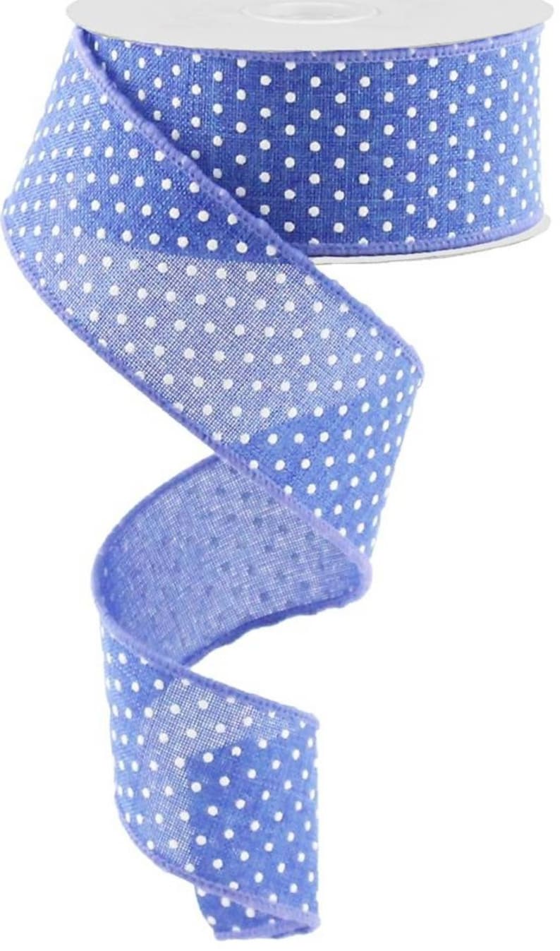 FREE SHIPPING 10 Yards 1.5 Wired Royal Blue and White Swiss Dot Ribbon