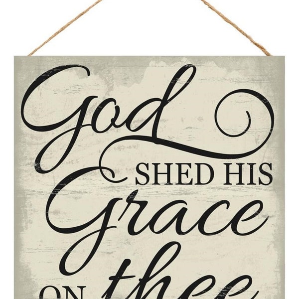 God Shed His Grace on Thee Wreath Sign - Rustic Sign - Patriotic Wreath Sign - Wreath Signs