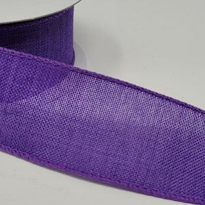 FREE SHIPPING - 10 Yards - 2.5” Wired Solid Color Purple Ribbon