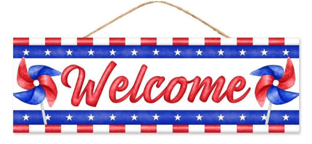 15x5 Patriotic Welcome Pin Wheel Sign Red - Etsy