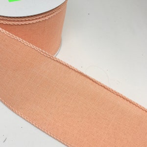 FREE SHIPPING - 2.5" Wired Peach Linen Ribbon -10 Yards