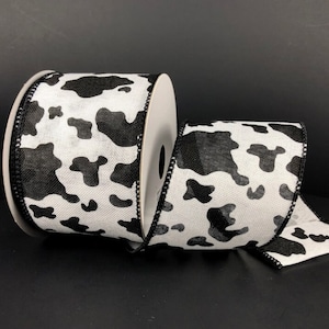 CRAFT SUPPLY.1.5, 7/8 Blue Cow Ribbon. Cow Hide Print Ribbon