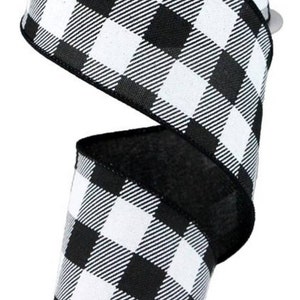 FREE SHIPPING - 10 Yards - 2.5&quot; Wired Black and White Check Ribbon - Fall Ribbon - Christmas Ribbon - Everyday Ribbon