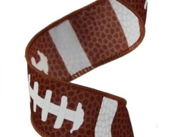 FREE SHIPPING - 10 Yards - 1.5" Wired Brown Football Ribbon