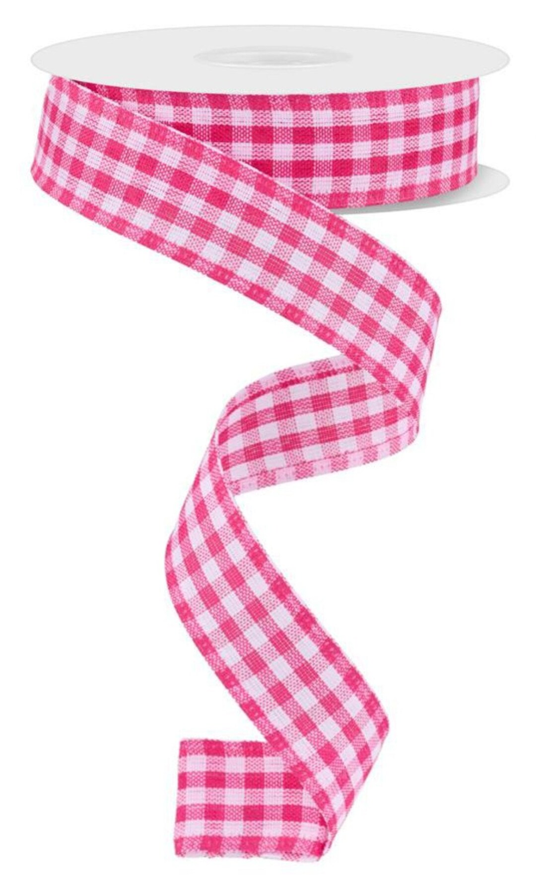 Pink Checklist Ribbon Wired Hot Pink and White Gingham Check Ribbon-7/8”x10 Yards - Etsy