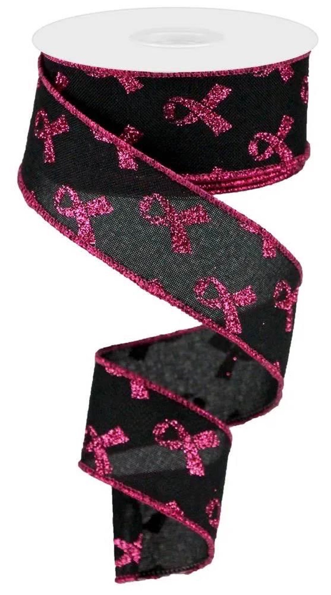 Wired Black Background Breast Cancer Awareness Ribbon With Glitter ...
