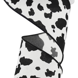 1 Grosgrain Ribbon Black White Holstein Dairy Cow Print Farm Girl DIY –  The Bow Room