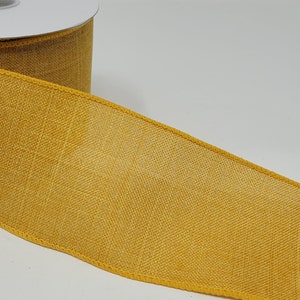 FREE SHIPPING - 10 Yards - 2.5" Wired Mustard Yellow Linen Ribbon - Fall Ribbon