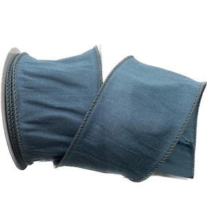 Wired Smoke Blue Faux Dupioni Ribbon- 2.5”x10 Yards
