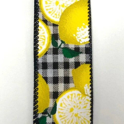 Morex Wired Lemon Ribbon - 1.5 Inch X 10 Yards Black/Yellow Gingham Pattern