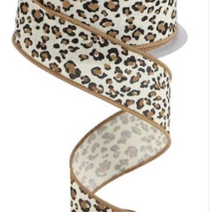 FREE SHIPPING - 10 Yards - 1.5&quot; Wired Cheetah Print Ribbon - Leopard Print Ribbon - Animal Print Ribbon