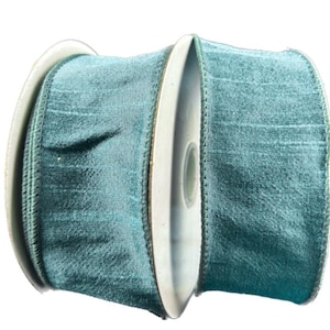 Wired Smoke Blue Dupioni Ribbon- 1.5”x10 Yards