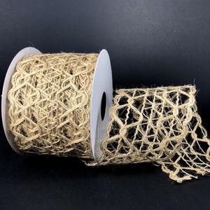 FREE SHIPPING - 10 Yards - 2.5&quot; Wired Natural Open Weave Decorative Netting Ribbon - Everyday Ribbon
