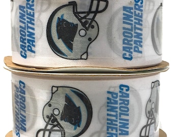 FREE SHIPPING- 2 Piece Ribbon Set - Carolina Panthers - NFL Licensed Offray Ribbon