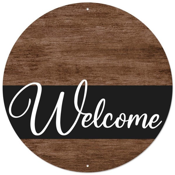 12" Round Metal Welcome Wreath Sign - Everyday Wreath Sign