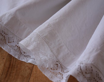 Pair of Linen Sheets Antique Romantic Lace Fabulous French HR Monogram C 1910 Material Organic Upholstery Square Embroidered Home Decor
