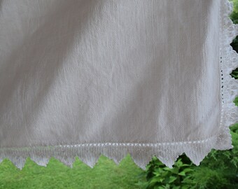 Pair of Linen Sheets Antique Romantic Lace Fabulous French HR Monogram C 1910 Material Organic Upholstery Square Embroidered Home Decor