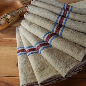 Very Heavy Nubby Herringbone Antique Rustic Hemp Grain Sack Bag Feedsack Homespun Farmhouse Country Upholstery Fabric Old Farmhouse