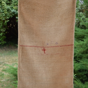 Nubby Antique Rustic Hemp Organic Linen Farmhouse Grain Sack Bag Country Upholstery Fabric Old Grainsack Feedsack Homespun