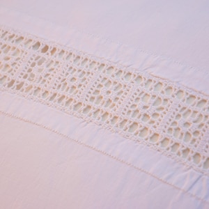 Antique French Pillowcase Linen Crochet Lace White Bedding Cushion Sham Pillow Case HandMade Home Decor Farmhouse