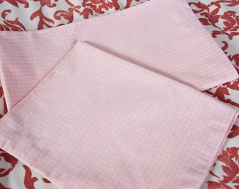 Beautiful 2 Pillowcase Antique Linen Pink Checkered Handmade Bedding Pillow Sham Case French Rustic Romantic Cushion Vintage