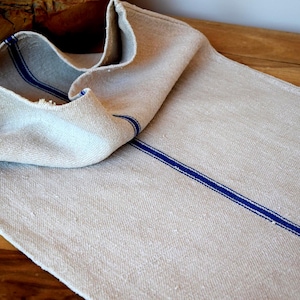 Heavy Nubby Antique Rustic Hemp Grain Sack Pillowcase Bag Feedsack Grainsack Homespun  Farmhouse Country Upholstery Fabric Organic  Old