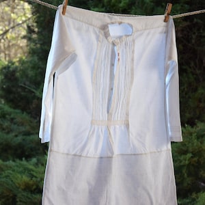 Antique French Pure Linen Nightgown Handmade Embroidery Monogram Night Dress Nightclothes Nightgown Rustic Bio Organic Needlework Romantic