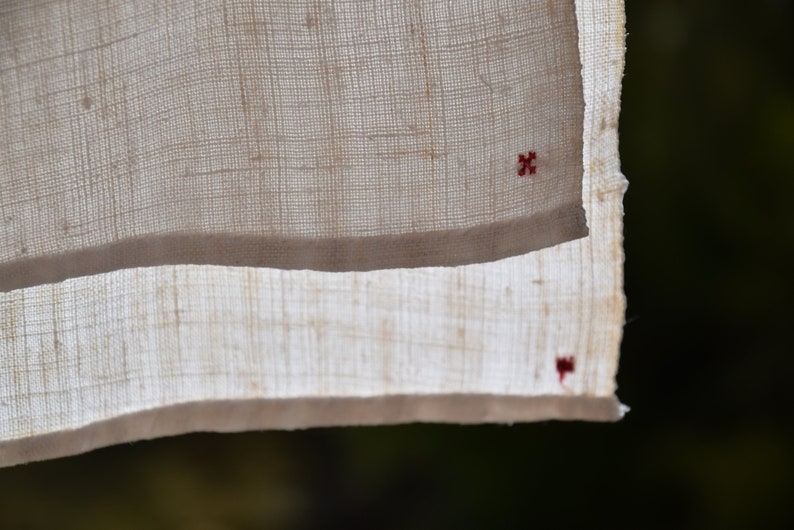 Antique Rustic C 1870 French Tablecloth Pure Linen MK Monogram Centre Seam Homespun Hand Woven Handmade Home Decor Country Style Natural