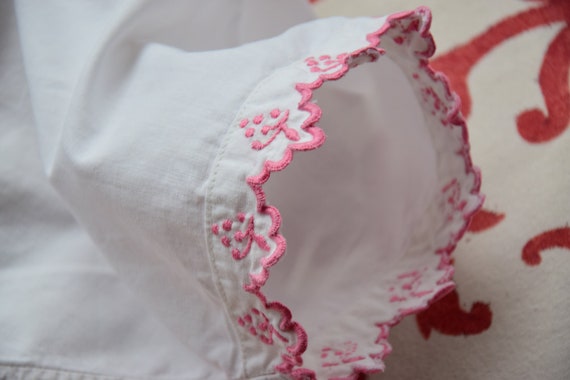 Antique French Pure Linen Nightgown Handmade Pink… - image 1