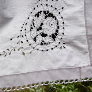 RARE Richelieu Linen Curtain Antique Handmade Needlework Lace Valance Curtain Home Decor Romantic Country Style Rustic Old