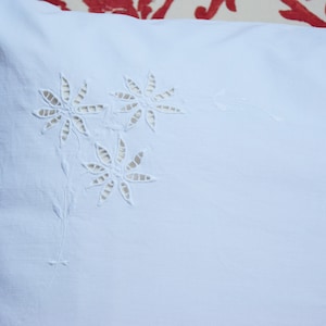 Pillowcase Antique Madeira Embroidered Linen C 1900 Flower Patterns White Bedding Pillow Sham Pillow Case HandMade Romantic Home Decor