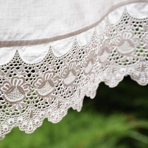 Antique French Fabulous Lace Kitchen Coffee Curtain Brise-Bise C 1900 Flower Rose Patterns Handmade Home Decor Romantic Country Style Rustic